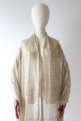 "Cream & Silver Assuit" Vintage 1920's Cream & Silver Large Assuit Shawl