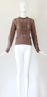 "Winter Knit" Vintage 1950's Chocolate Brown Knitted Jumper UK 10-12 US 6-8