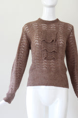 "Winter Knit" Vintage 1950's Chocolate Brown Knitted Jumper UK 10-12 US 6-8