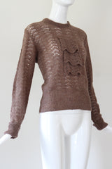 "Winter Knit" Vintage 1950's Chocolate Brown Knitted Jumper UK 10-12 US 6-8