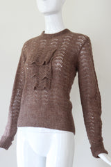 "Winter Knit" Vintage 1950's Chocolate Brown Knitted Jumper UK 10-12 US 6-8