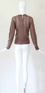 "Winter Knit" Vintage 1950's Chocolate Brown Knitted Jumper UK 10-12 US 6-8