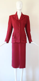 "Tiered Pockets" Vintage 1940's Tiered Pocket Skirt Suit UK 10 US 6
