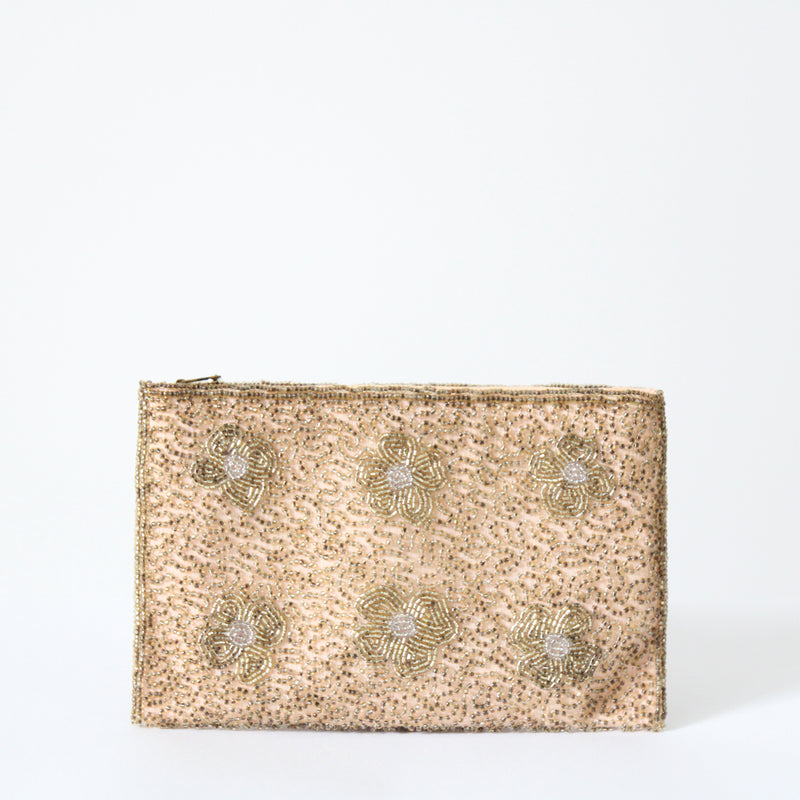 "Golden Daisies" Vintage 1950's Walborg Gold Beaded Evening Clutch Bag