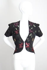 "Sequin Florals" Vintage 1940's Black Rayon & Sequin Jacket UK 8-10 US 4-6