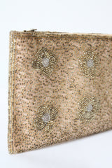 "Golden Daisies" Vintage 1950's Walborg Gold Beaded Evening Clutch Bag