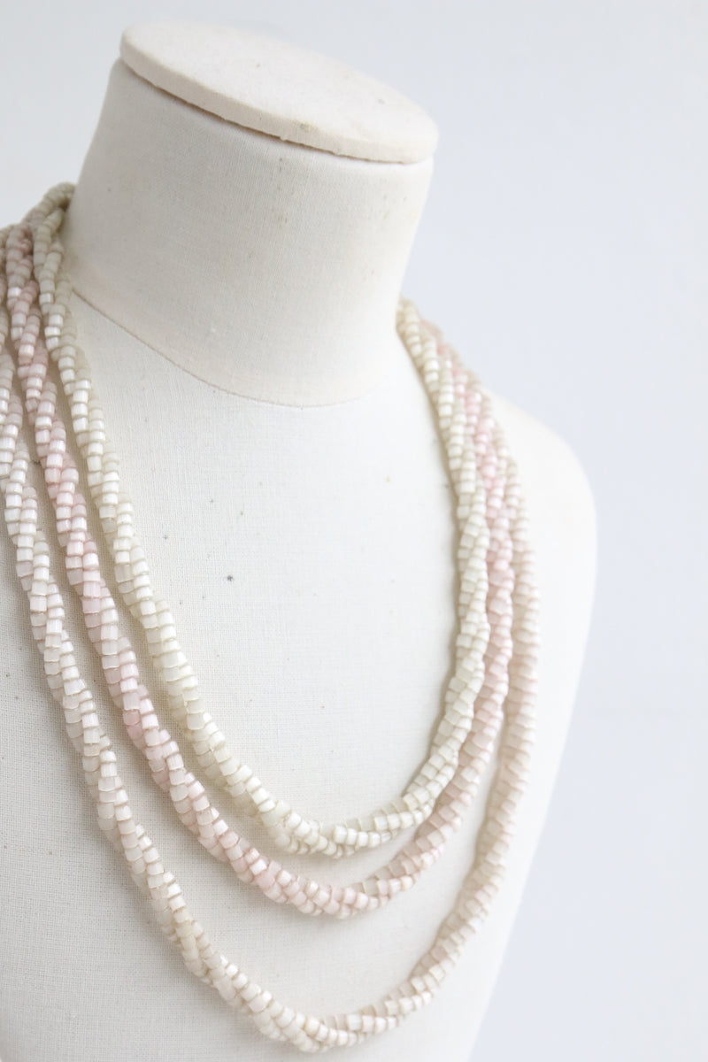"Pearlescent Twists" Vintage 1940's Glass Multi-strand Necklace