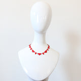 "Tomato Red" Vintage 1930's Bevelled Glass Art Deco Necklace