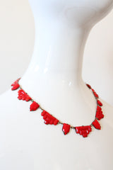 "Tomato Red" Vintage 1930's Bevelled Glass Art Deco Necklace