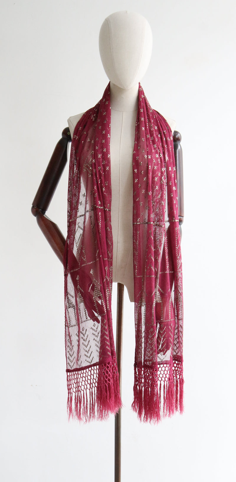 "Ruby Wine Assuit" Vintage 1920's Ruby Wine Assuit Shawl