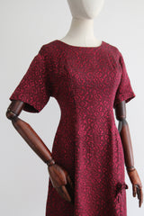 "Fuchsia Matelasse Brocade" Vintage 1960's Fuchsia Matelasse Brocade Dress UK 12 US 8