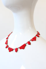 "Tomato Red" Vintage 1930's Bevelled Glass Art Deco Necklace