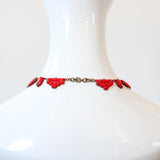 "Tomato Red" Vintage 1930's Bevelled Glass Art Deco Necklace