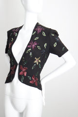"Sequin Florals" Vintage 1940's Black Rayon & Sequin Jacket UK 8-10 US 4-6