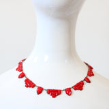 "Tomato Red" Vintage 1930's Bevelled Glass Art Deco Necklace