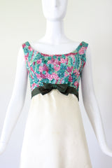 "Sequins & Silk" Vintage 1960's Sequin & Silk Embellished Cocktail Dress UK 10 US 6