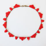 "Tomato Red" Vintage 1930's Bevelled Glass Art Deco Necklace