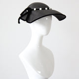 "Scallop Straw & Velvet" Vintage 1950's Black Straw & Velvet Scalloped Saucer Hat