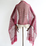 "Ruby Wine Assuit" Vintage 1920's Ruby Wine Assuit Shawl