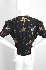 "Sequin Florals" Vintage 1940's Black Rayon & Sequin Jacket UK 8-10 US 4-6