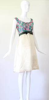"Sequins & Silk" Vintage 1960's Sequin & Silk Embellished Cocktail Dress UK 10 US 6