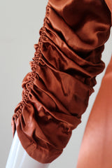 "Amber Satin" Vintage 1930's Amber Satin Pleated & Ruched Satin Dress UK 10 US 6
