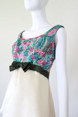 "Sequins & Silk" Vintage 1960's Sequin & Silk Embellished Cocktail Dress UK 10 US 6