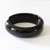 "Silver Inlaid Rhinestones" Vintage 1950's Celluloid & Rhinestone Clamper Bangle
