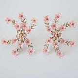 "Trailing Blossoms" Vintage 1950's Pink Floral Climber Clip on Earrings