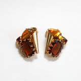 "Amber & Bronze" Vintage 1960's Amber & Bronze Rhinestone Demi-Parure Set