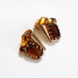 "Amber & Bronze" Vintage 1960's Amber & Bronze Rhinestone Demi-Parure Set