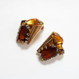 "Amber & Bronze" Vintage 1960's Amber & Bronze Rhinestone Demi-Parure Set