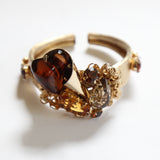 "Amber & Bronze" Vintage 1960's Amber & Bronze Rhinestone Demi-Parure Set