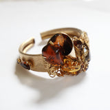 "Amber & Bronze" Vintage 1960's Amber & Bronze Rhinestone Demi-Parure Set