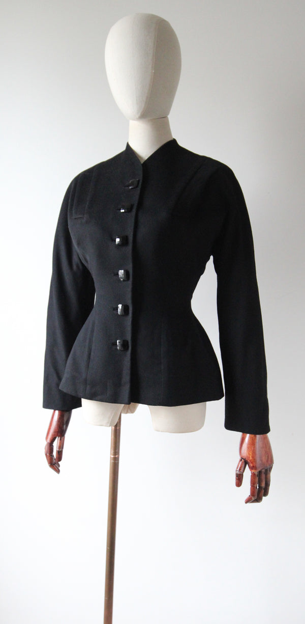 "Tailored Dior" Vintage 1950's Black Tailored Christian Dior Jacket UK 8 US 4