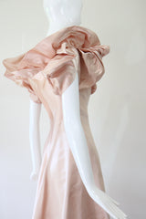 "Architectural Satin" Vintage 1940's Blush Duchess Satin Evening Gown UK 8 US 4