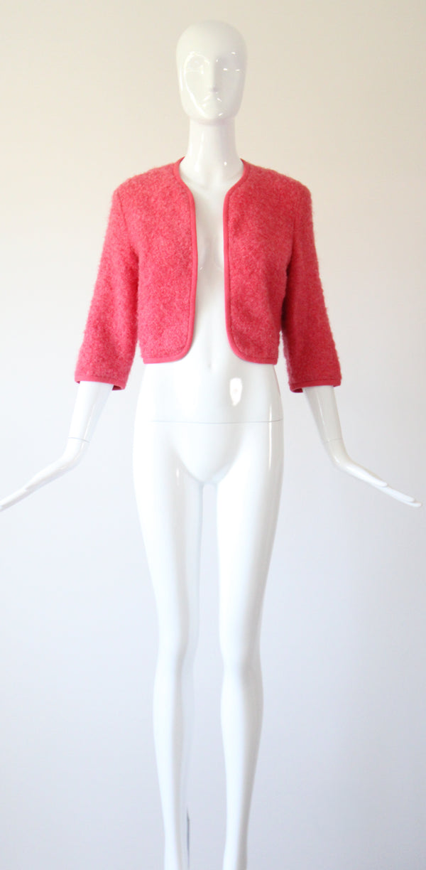 "Coral Bouclé" Vintage 1950's Coral Bouclé Jacket UK 10-12 US 6-8