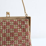 "Pink & Silver Rhinestones" Vintage 1950's Rhinestone Embellished Handbag