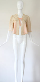 "Cream Lace Accents" Vintage 1930's Cream Lace Accent Jacket UK 10 US 6