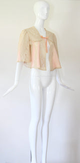"Cream Lace Accents" Vintage 1930's Cream Lace Accent Jacket UK 10 US 6