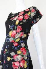 "Tulips & Wildflowers" Vintage 1940's Silk Tiered Wildflower Print Gown UK 12 US 8