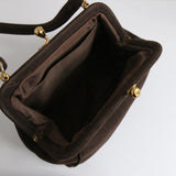 "Bitter Chocolate Suede" Vintage 1940's Brown Suede Handbag