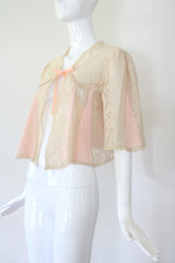 "Cream Lace Accents" Vintage 1930's Cream Lace Accent Jacket UK 10 US 6