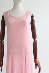 "Candy Pink" Vintage 1920's French Glass Beaded Dress UK 8-10 US 4-6