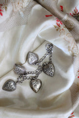 "Sterling Silver Hearts" Vintage 1930's Sterling Silver Heart Charm Bracelet