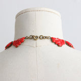 "Tomato Red" Vintage 1930's Bevelled Glass Art Deco Necklace