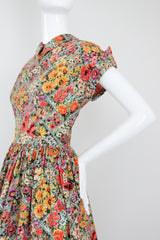 "Summer Gardens" Vintage 1950's Cotton Floral Dress UK 10-12 US 6-8