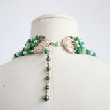 "Forest Leaves" Vintage 1950's Green Bead Multi-Strand Necklace