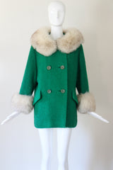 "True Green" Vintage 1960's Green Wool Coat UK 10-14 US 6-10