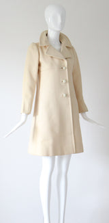 "Yves Saint Laurent" Vintage 1960's Yves Saint Laurent Wool Coat UK 8 US 4